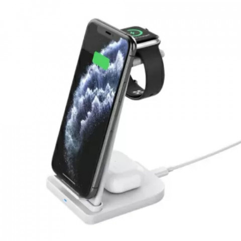 Бездротова зарядка стенд Smart 3 in 1 Fast 15W W1 (white) Бездротова зарядка стенд Smart 3 in 1 Fast 15W W1 (white)